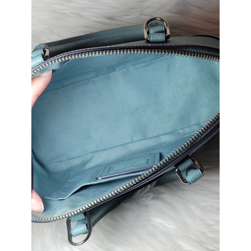 Coach Mini Sierra Satchel Leather Bag Teal/Marine Green Handbag Purse - Picture 8 of 11